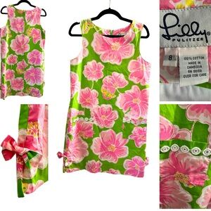 Lilly Pulitzer Green & Pink Butterfly Floral Dress